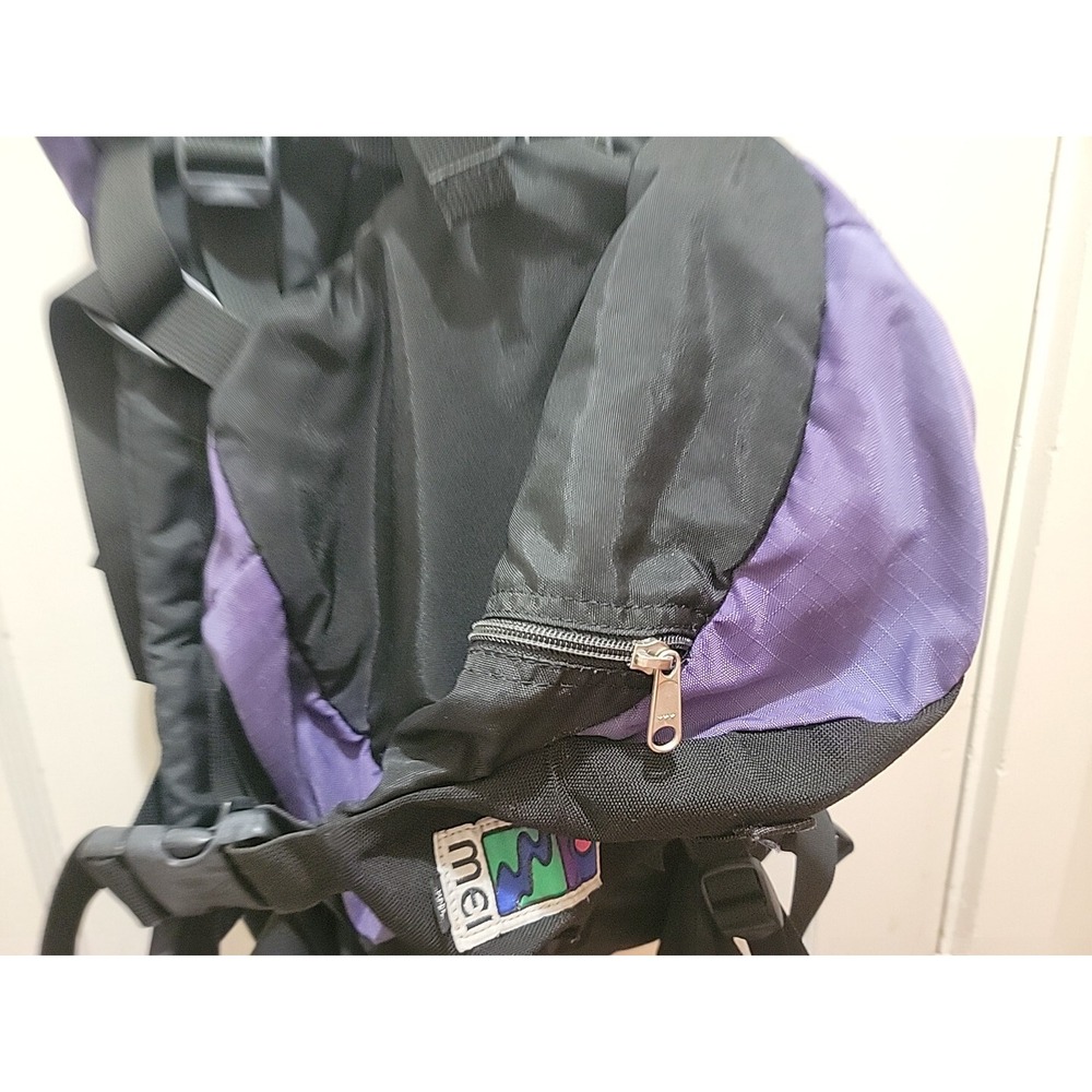 VTG MEI Duffle Bag Hiking Backpack Made in USA - Black - Purple- Rare. 30"x15" - Picture 9 of 9